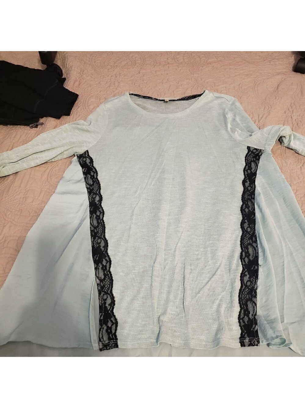 DEMOCRACY mixed material tunic with lace trim